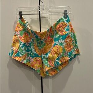 Lilly Pulitzer High Waist Tropical Print Shorts - Yellow and Teal